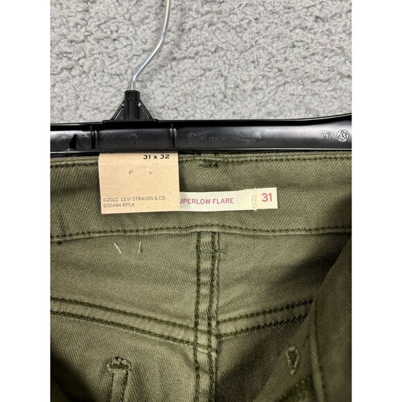 Levis Women's Olive Green Superlow Flare Pants Slim Fit Size 31X32 New With Tag' - Picture 5 of 8